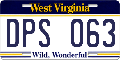 WV license plate DPS063