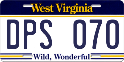WV license plate DPS070