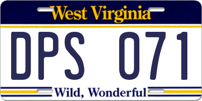 WV license plate DPS071