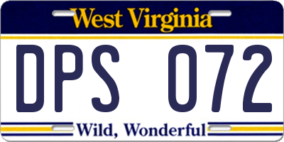 WV license plate DPS072