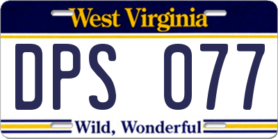 WV license plate DPS077