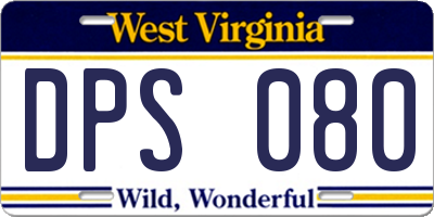 WV license plate DPS080