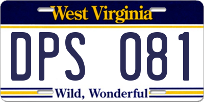 WV license plate DPS081