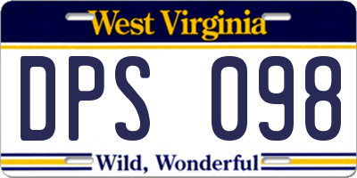 WV license plate DPS098