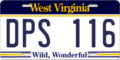 WV license plate DPS116