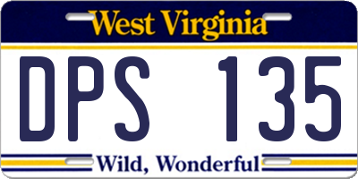 WV license plate DPS135