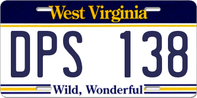 WV license plate DPS138