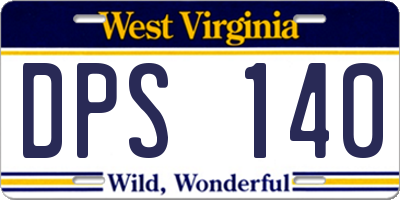 WV license plate DPS140