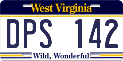 WV license plate DPS142