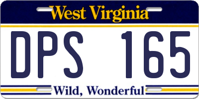 WV license plate DPS165