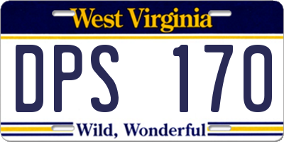 WV license plate DPS170