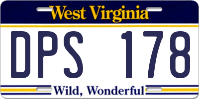 WV license plate DPS178