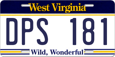 WV license plate DPS181