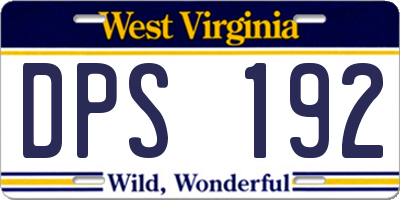 WV license plate DPS192