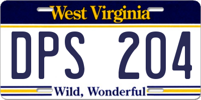 WV license plate DPS204