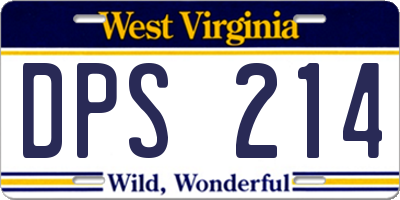 WV license plate DPS214