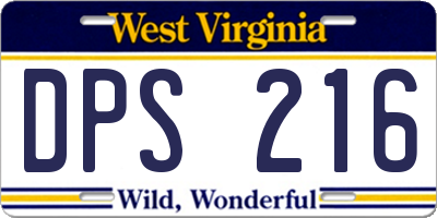 WV license plate DPS216