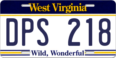 WV license plate DPS218