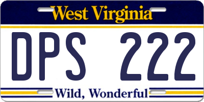 WV license plate DPS222