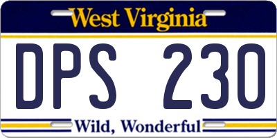 WV license plate DPS230