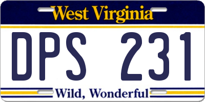 WV license plate DPS231