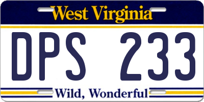 WV license plate DPS233