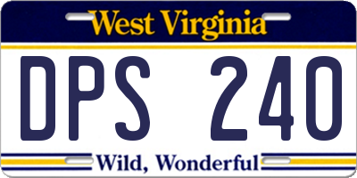WV license plate DPS240