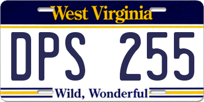 WV license plate DPS255