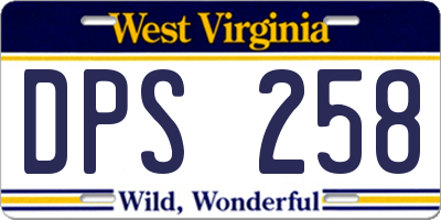 WV license plate DPS258
