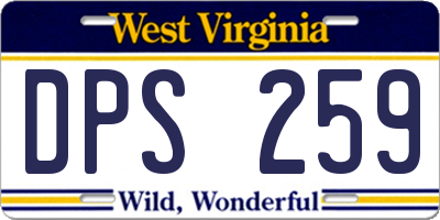 WV license plate DPS259