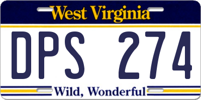 WV license plate DPS274