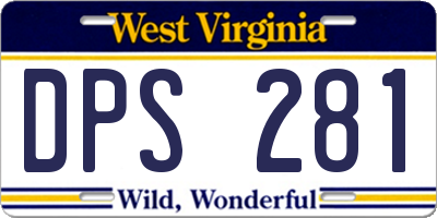 WV license plate DPS281
