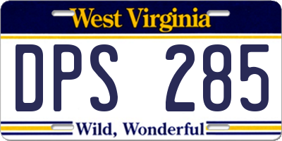 WV license plate DPS285