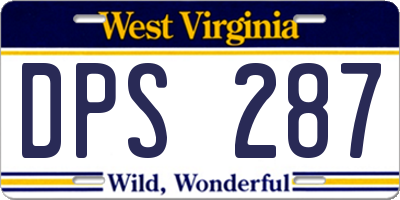 WV license plate DPS287