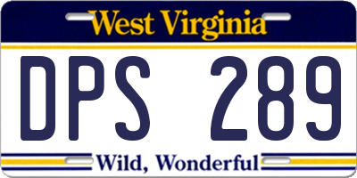 WV license plate DPS289