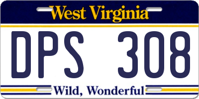 WV license plate DPS308