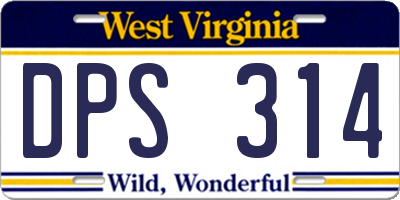 WV license plate DPS314