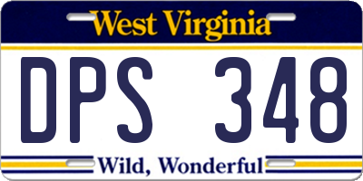 WV license plate DPS348