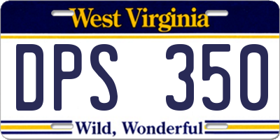 WV license plate DPS350