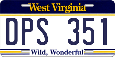 WV license plate DPS351