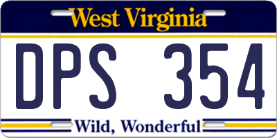 WV license plate DPS354