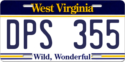 WV license plate DPS355
