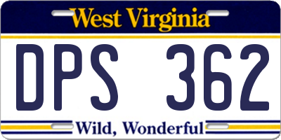 WV license plate DPS362
