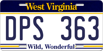 WV license plate DPS363