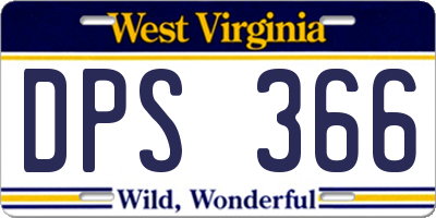 WV license plate DPS366
