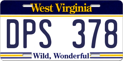 WV license plate DPS378
