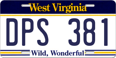 WV license plate DPS381