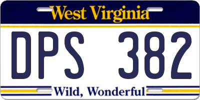 WV license plate DPS382