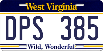 WV license plate DPS385
