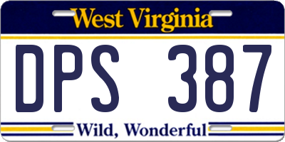 WV license plate DPS387